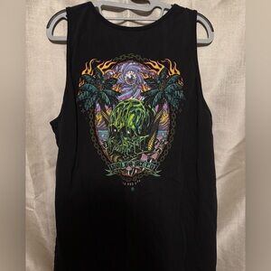 Sullen Black Graphic Tank Top with Colorful Design
